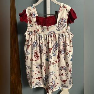 Girl Paisley and Western Ruffle 2 piece tank and short set NWOT Boutique